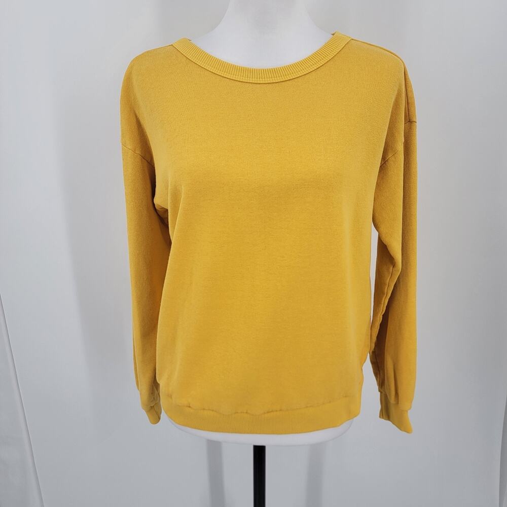 Jungmaven Sweatshirt Womens Small Hemp Organic Cotton Blend Crux Cropped Yellow
